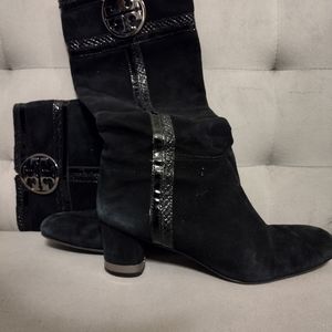 Tory Burch suede logo boots 8